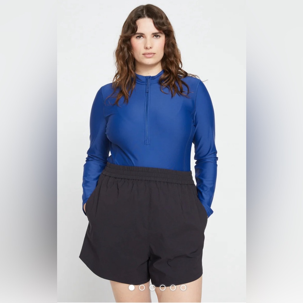 Universal Standard Sunny Swim Shorts in black, size M (18-20 street size)